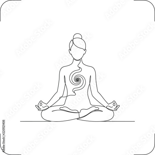 Woman meditating in lotus position calmly.