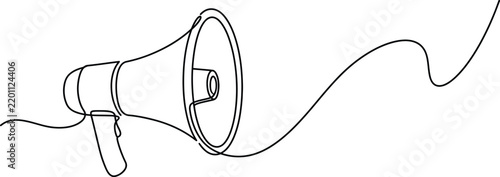 Continuous one line drawing of a megaphone