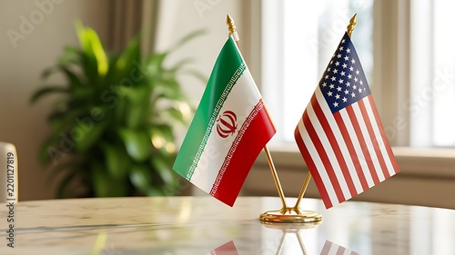 Two national flags displayed together on a table