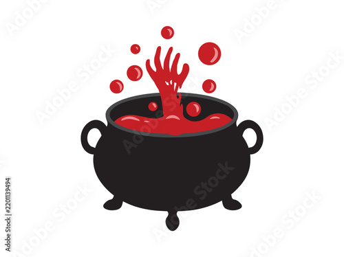 Halloween Witch Cauldron with Zombie Hand