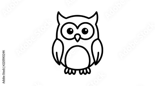 Minimalist owl line art icon vector illustration