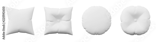 Fotografía 3d white bed pillow top view isolated on gray background