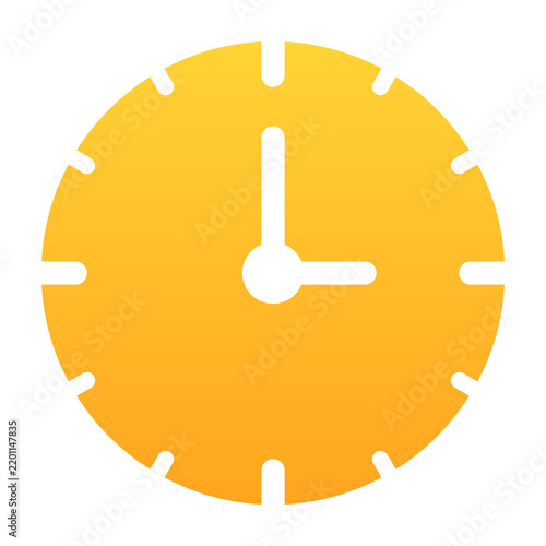 Yellow round clock time schedule icon symbol
