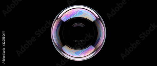 Soap bubble with iridescent circular reflection rendered with realistic rainbow glass texture isolated, ideal for creative digital overlays and party designs, for design use