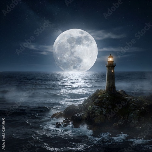 The moon rising over the sea