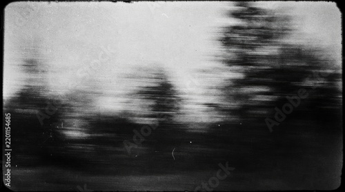 Abstract motion blur landscape with black and white trees