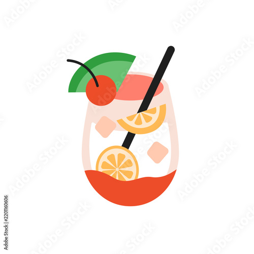 Mocktail Cocktail Glass Flat Vector Illustration - Drink Icon