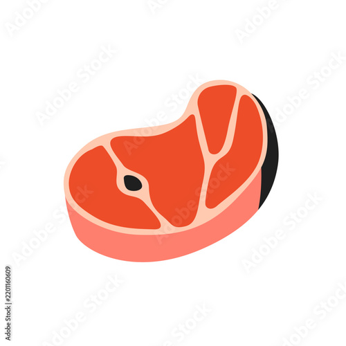 Raw Meat Steak Cut Flat Vector Illustration - Butcher Icon