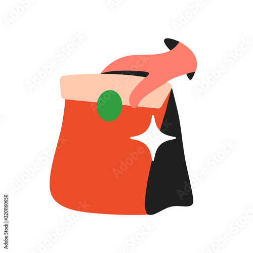 Takeaway Paper Bag Flat Vector Illustration - Food Delivery Icon