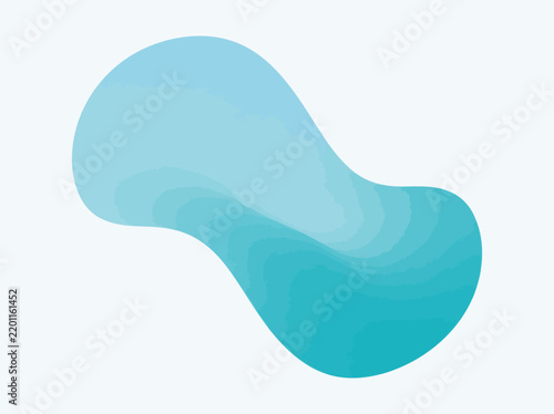 Minimalist Cyan Blue Fluid Blob Abstract Liquid Shape on White
