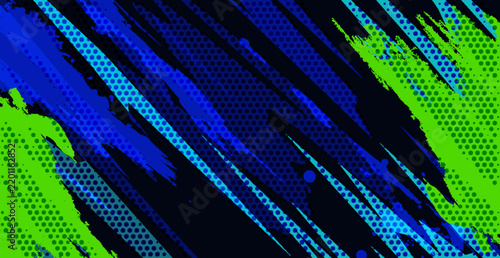 Abstract and Colorful Brush Background with Halftone Effect. Brush Stroke Illustration for Banner, Poster, or Sports Background