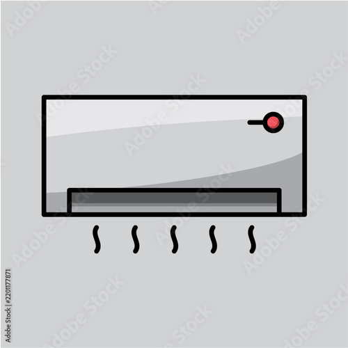 Modern Electric Air Conditioning with Heat Waves and Temperature Control Button Illustration
