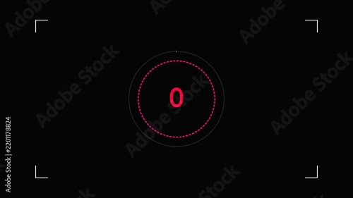 Digital countdown timer with zero on black background