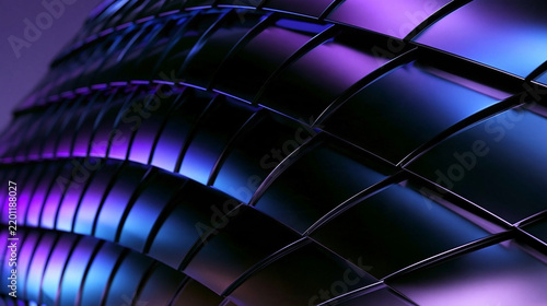 Abstract Iridescent Metallic Surface with Woven Grid Pattern