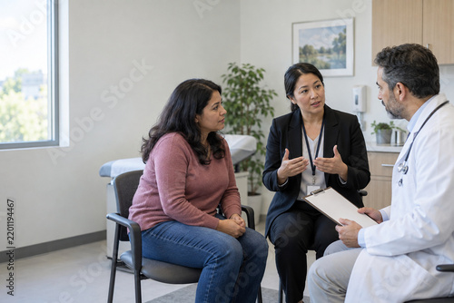 Professional interpreter supporting a medical consultation