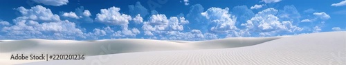 Widescreen Looped Animation of White Sand Dunes Beneath Dramatic Cumulus Clouds and Vivid Blue Sky