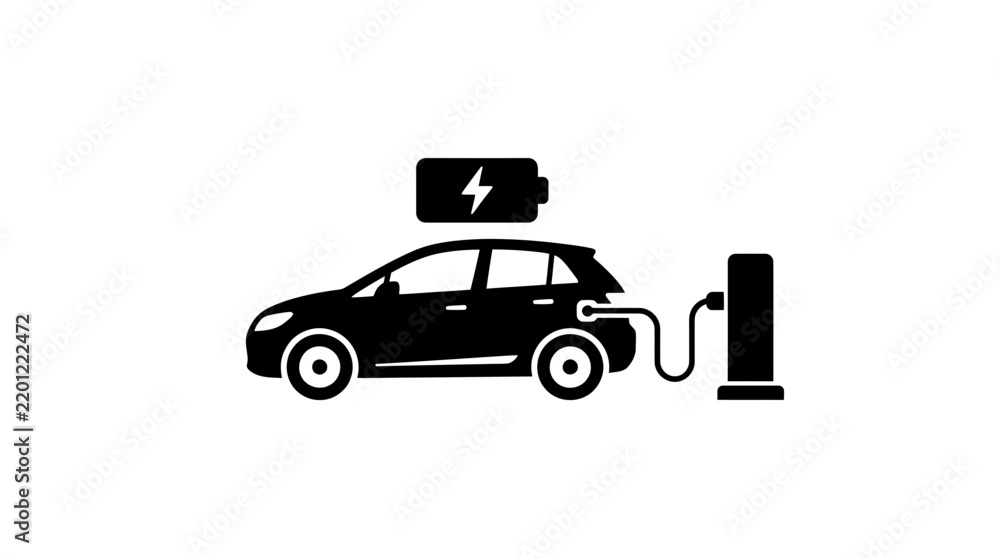Obraz premium Electric vehicle charging station icon representing sustainable energy and modern transportation infrastructure for eco-friendly mobility solutions