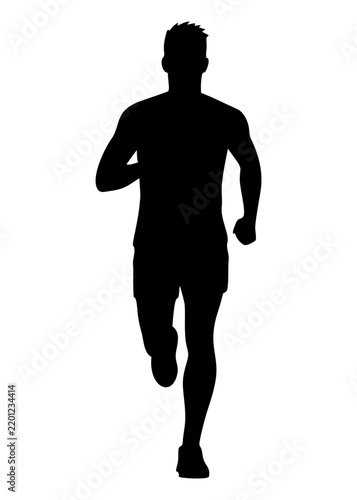 Silhouette of a running man, front view