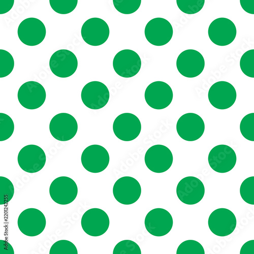 Seamless vector Pattern of Green Polka Dots on White Background, Minimalist Geometric Textile Print Design
