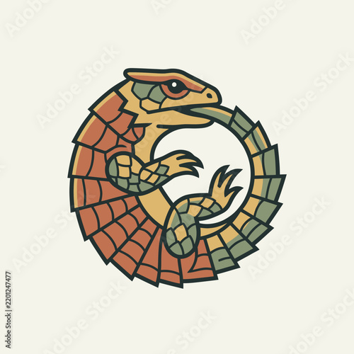Colorful Mosaic Lizard Illustration Art Design.