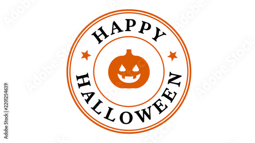 Happy halloween round badge isolated on transparent background