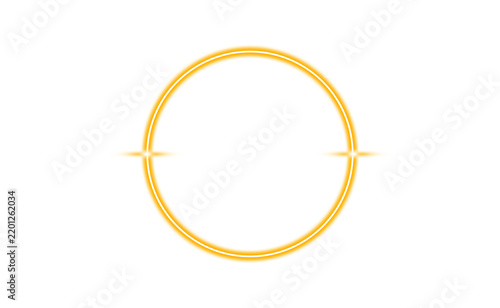 Canvastavla Glowing golden circle, isolated on transparent background