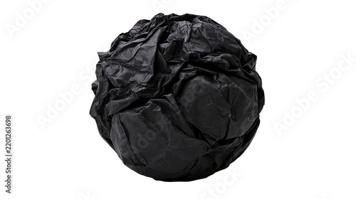 Картината върху платно Crumpled black paper ball with deep creases and rough texture