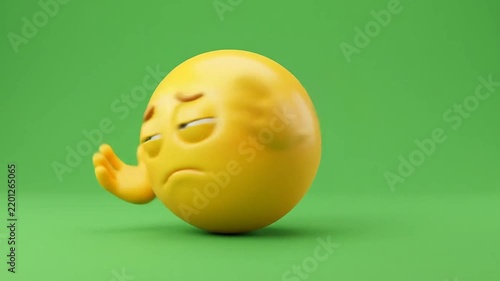 Yellow 3d emoticon with confused and sad expressions on green
