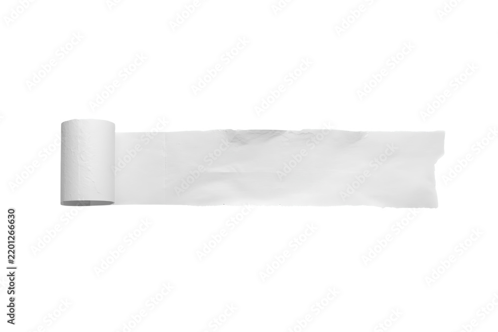Fototapeta premium Decorative rolled white torn paper strip stock graphic