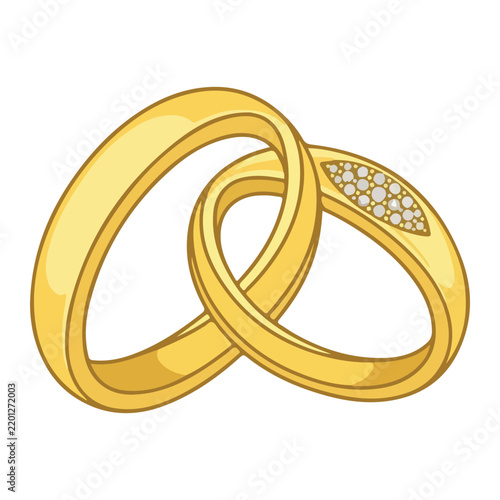 Interlocking gold wedding rings with diamonds for bridal marriage jewelry pair