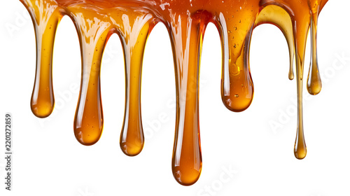 Obraz na plátne Thick golden honey dripping and flowing down in smooth viscous streams