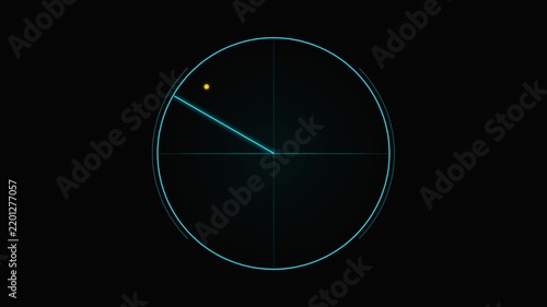 Minimalistic radar screen with glowing dot on black background