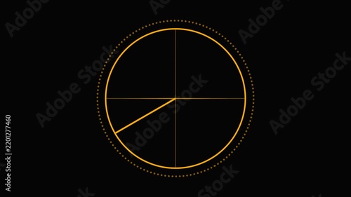 Minimalist yellow pie chart on black background with dotted border