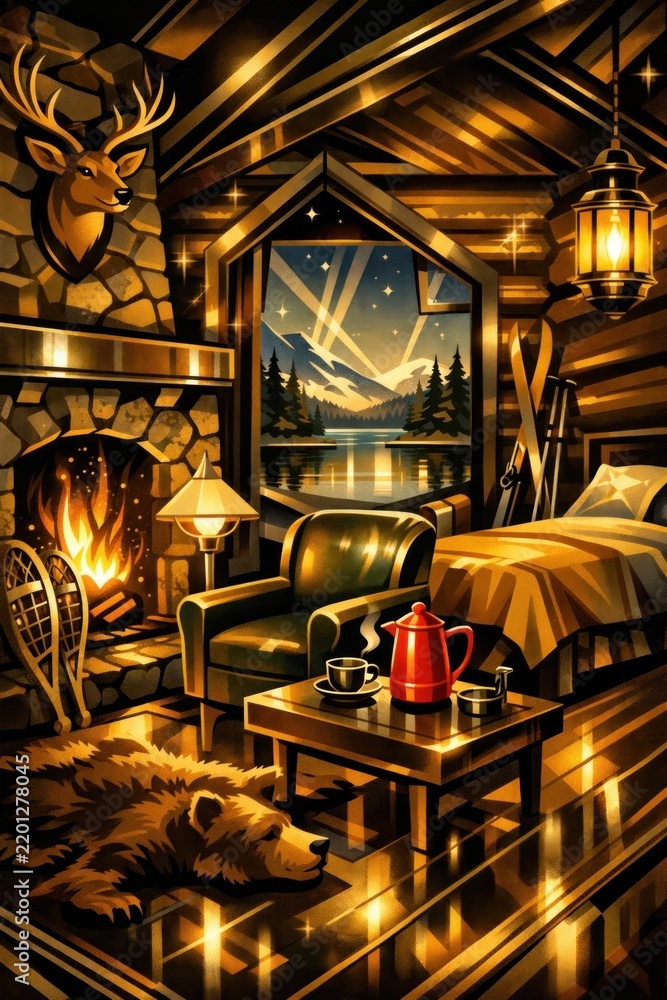 Obraz premium Cozy cabin with rustic charm.