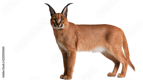 Obraz na plátne Adult caracal wild cat with distinctive long black ear tufts standing in profile