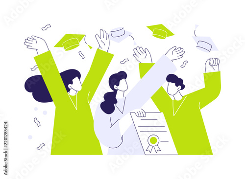 Graduation cap isolated cartoon vector illustrations.