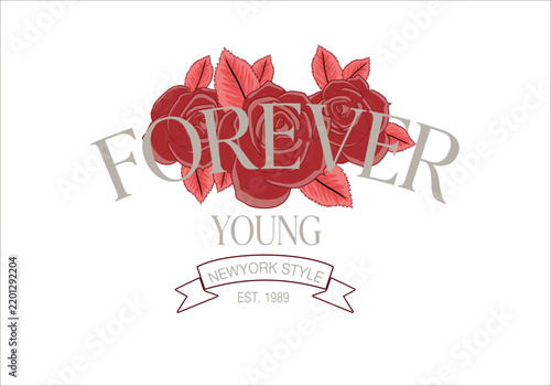 rock style roses and slogan design vector