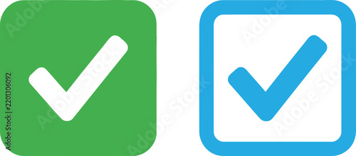 Green and blue check mark icons for web design and user interface elements