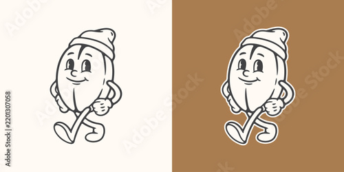retro mascot coffee bean logo vector illustration