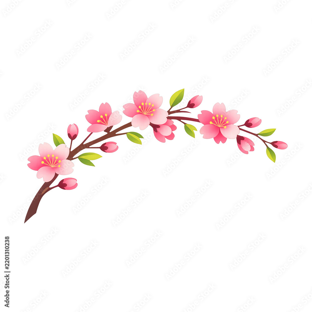 Obraz premium PNG Elegant cherry blossom branch illustration.