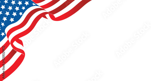 Waving American flag isolated on a white background with ample copy space for patriotic design