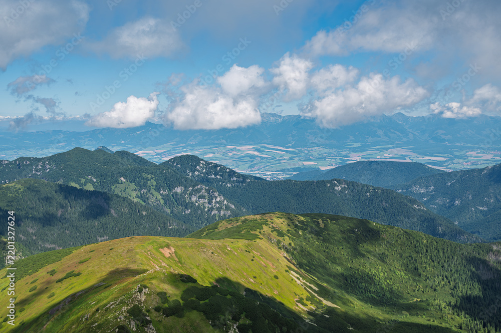 Fototapeta premium Stunning view from Dumbier in the Low Tatras, Slovakia, one of the finest hikes in NAPANT National Park