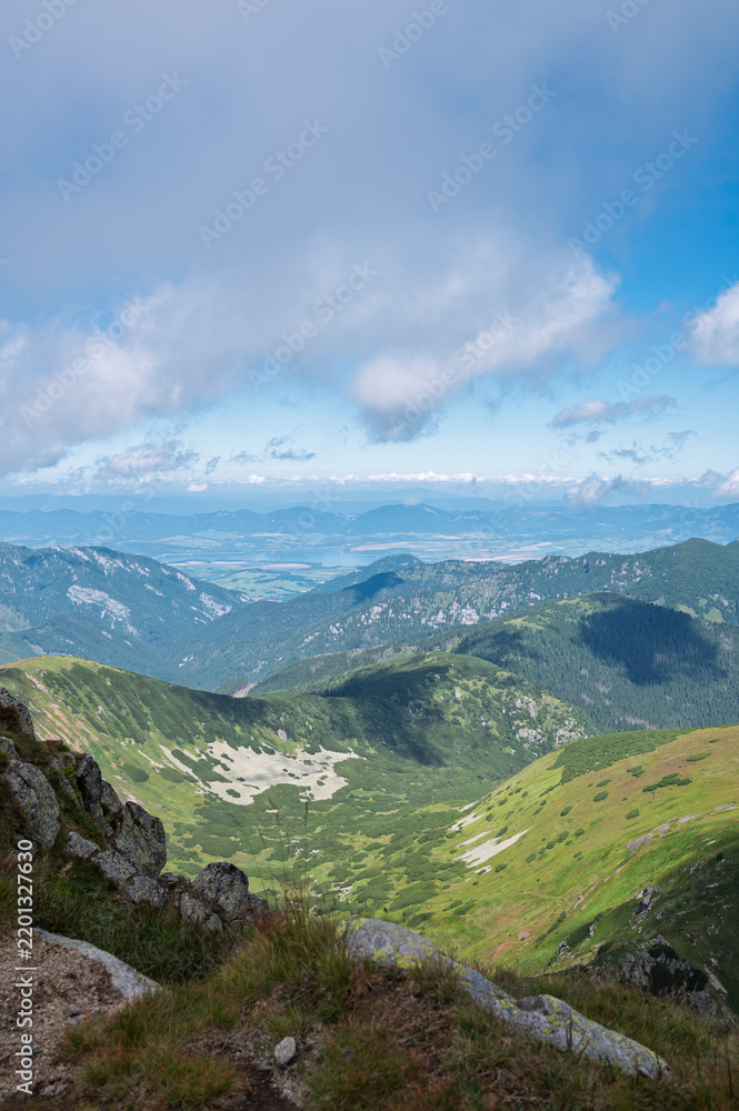 Fototapeta premium Stunning Dumbier mountain hiking trail views , located in Low Tatras, Slovakia, captured on a sunny day