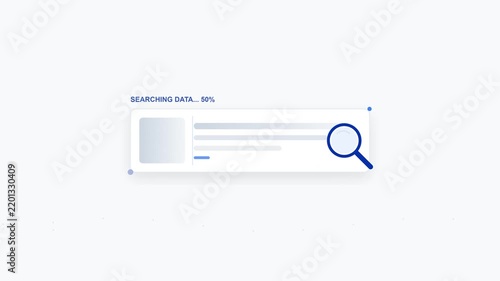 Data search progress bar with magnifying glass animation