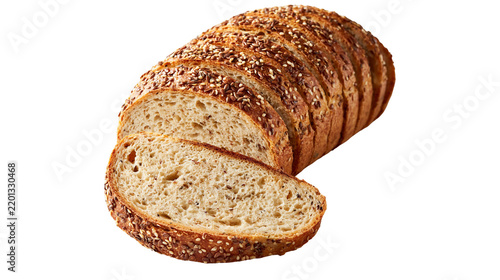 Картината върху платно Sliced multigrain bread loaf with flax seeds and sesame seeds on top