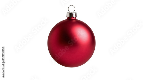 Matte red Christmas bauble ornament with silver cap