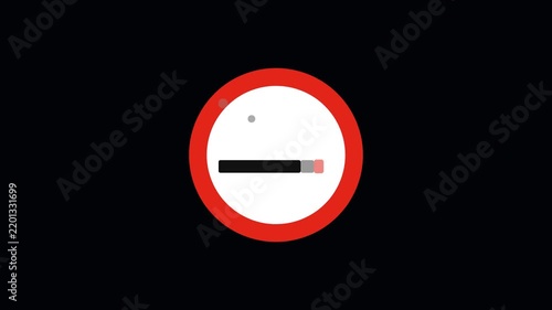 No Smoking Prohibition Sign Animation
