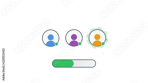 Minimalist User Interface Loading Animation with User Avatars and Progress Bar