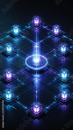 Coordinated AI agents enable agentic workflow automation in glowing futuristic network with connected nodes and radiant energy