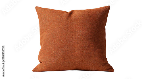 Burnt orange square linen throw pillow with textured fabric weave